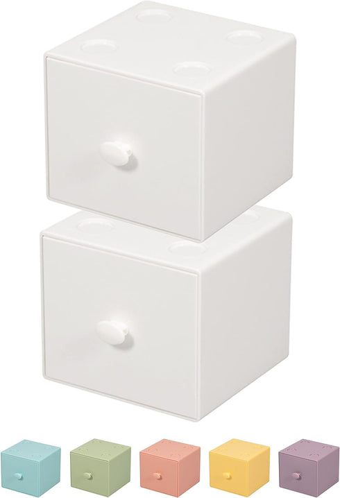PTSGCAI 2Pack Small Desk Organizer, Cute Stackable Organizer Drawers, Desktop Drawer for Craft Storage, Stacking Desktop Organizer for Office and ...