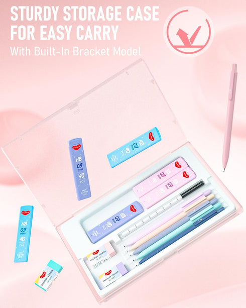 6PCS 0.9 mm Mechanical Pencil Set, Pastel Mechanical Pencil with 240PCS HB Pencil Lead, 3 Erasers, 9 Eraser Refill, Aesthetic School Supplies for ...
