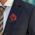 Rhinestone Rose Flower Brooch Pin for Women Men Fashion Red Green Crystal Big Leaf Brooch Lapel Pins Elegant Dress Accessories Jewelry Boutonniere...