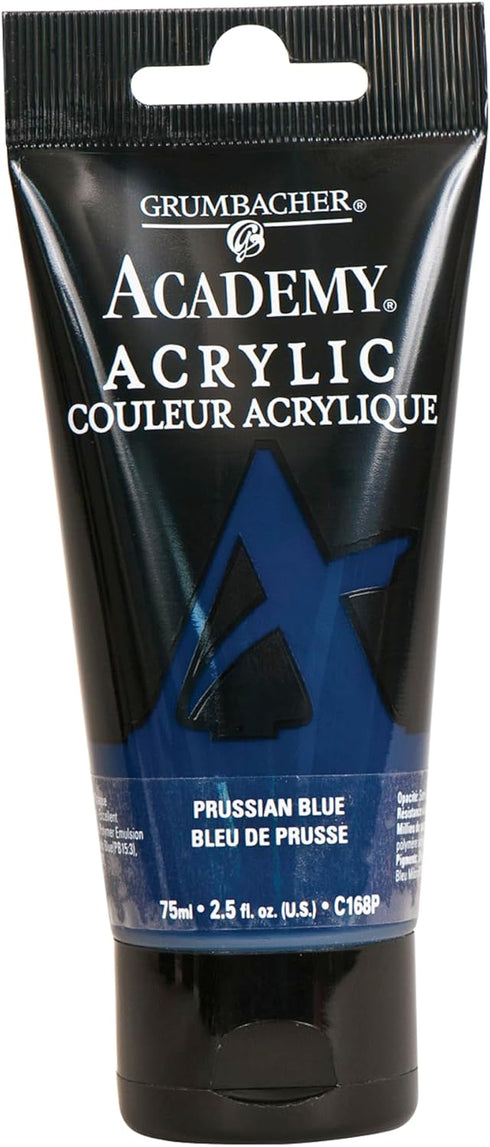 Grumbacher Academy Acrylic Paint, 75ml/2.5 Ounce Plastic Tube, Prussian Blue (C168P)...