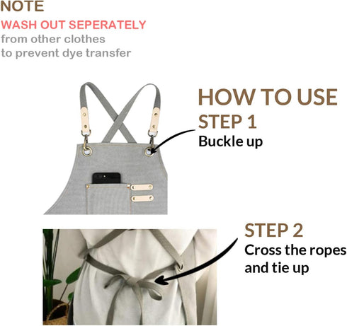 carrotez Chef Apron, Waterdrop Resistant Cotton Canvas Cross Back Adjustable Apron, M-XXL (Light Grey)...