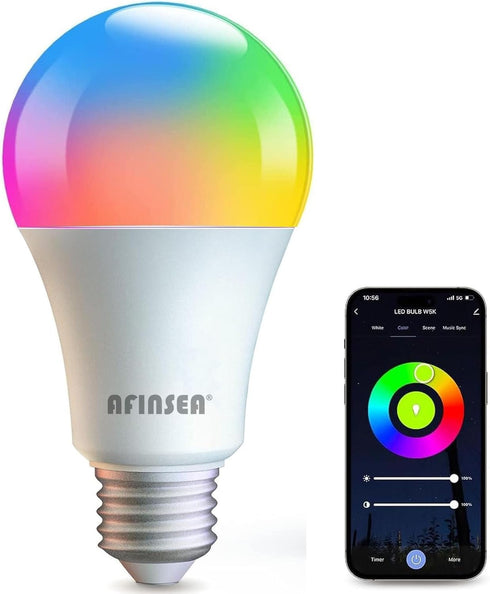Smart Light Bulbs,WiFi & Bluetooth LED Light Bulb That Compatible with Alexa & Google Home, Color Changing Light Bulb, 10W A19 E26 2.4Ghz WiFi Lig...