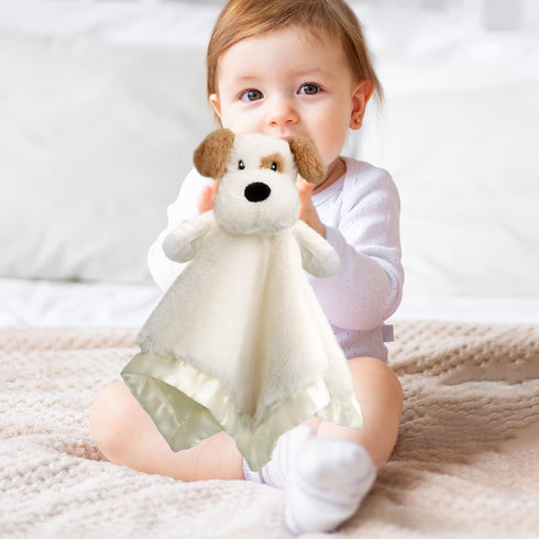 Dog Security Blanket Soft Lovey Baby Stuffed Animal with Satin Backing for Toddler Infant Newborn Boys and Girls, Lovely Unisex Puppy Snuggle Toy,...