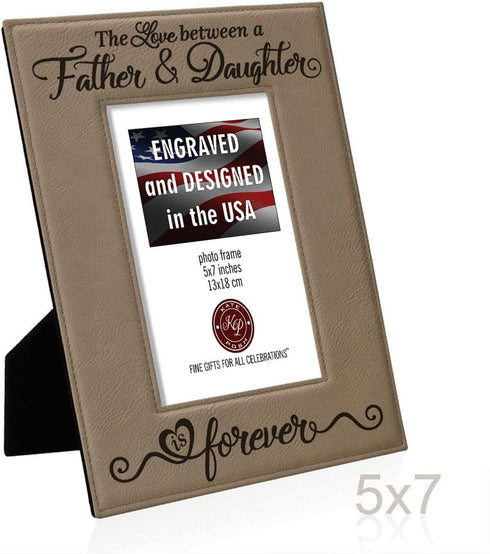 KATE POSH The Love Between a Father & Daughter is Forever Engraved Leather Picture Frame, Father of The Bride, First Father's Day, Birthday Gifts ...