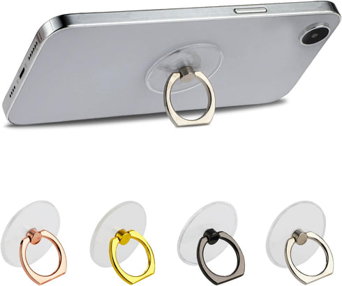 Cell Phone Ring Holder 4 Pcs Transparent Phone Ring Grips Kickstand 360°Rotation Clear Finger Ring Stand Universal Phone Accessories Compatible wi...