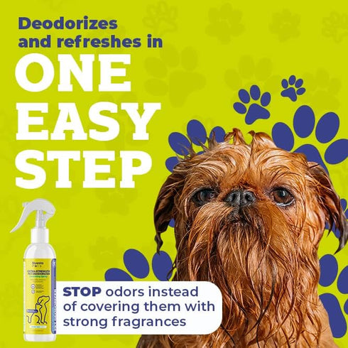 Pets Extra Strength Pet Deodorant & Odor Neutralizer | Naturally Derived Quick-Drying Deodorizer Spray for Dogs | Safe on Carpets & Furniture | Pe...