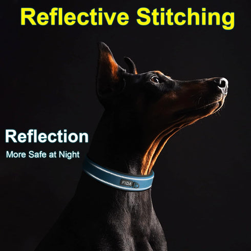 Fida Heavy Duty Dog Collar 1.5” Width, Ultra Soft Neoprene Padded, Adjustable Reflective Nylon Pet Collar with Two Metal Pin Belt Buckle for Extra...
