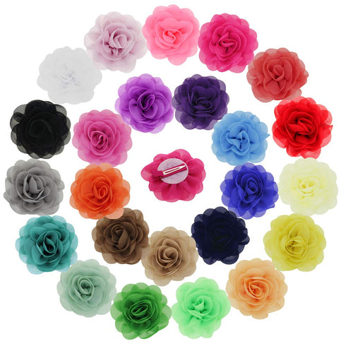 inSowni 24PCS Alligator Hair Clips 3" Chiffon Flower Barrettes Hair Bow Accessories for Toddlers Baby Girl Kids...