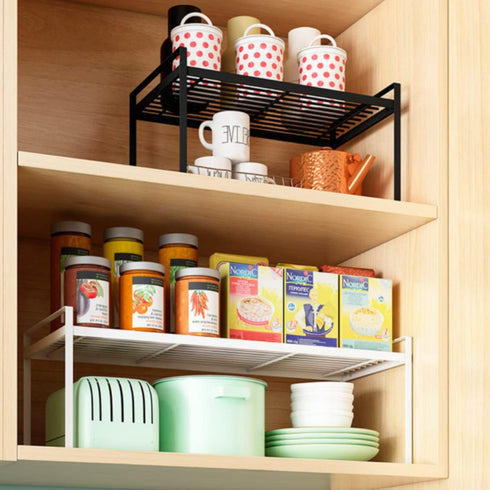 Cabinet Shelf, 13" Kitchen Counter Shelf, Metal Wire Stackable Cupboard Spice Rack, Space Saving Countertop Orgainzer and Storage Rack Shelves for...