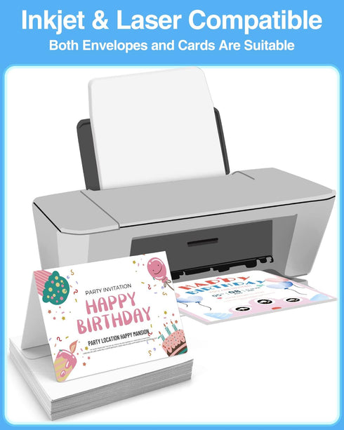 Blank-Cards-and-Envelopes 60 Pack - 5 x 7 Folded Cardstock with A7 White Envelopes-for-Invitation, Heavyweight Blank-Note-Cards-and-Envelopes Self...