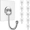 Large Hooks for Hanging Heavy-Duty 44Ib(Max) 10 Packs, Wall Hangers Without Nails Self-Adhesive Traceless Clear and Removable, Waterproof and Rust...