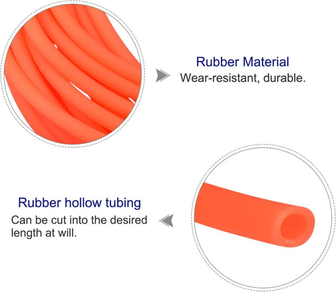 MECCANIXITY Rubber Cord Tube 10ft 2mm Dia 1mm Hole Orange Hollow Tubing for DIY Craft Beading Necklaces Bracelet...