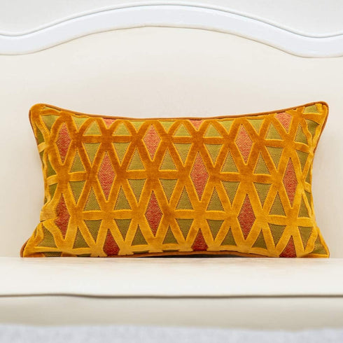 Alerfa 12 x 20 Inch Rectangle Diamond Plaid Striped Embroidery Cut Velvet Cushion Case Luxury Modern Lumbar Throw Pillow Cover Decorative Pillow f...