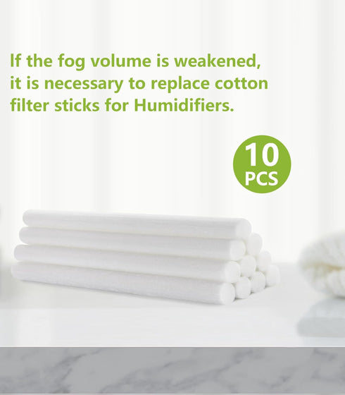10 Pieces Humidifier Cotton Sticks Filter Replacement, Refill Sticks Filter Replacement Wicks for Cool Mist Humidifier Portable Personal Small Hum...