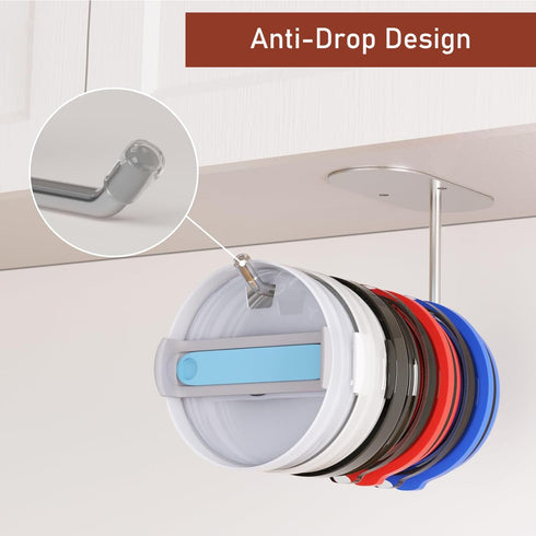 Tumbler Lid Organizer, Lid Organizers Inside Cabinet, Stainless Steel Tumbler Lid Storage Hook, Space Saving Cup Lid Organizer for Yeti Tumbler/St...