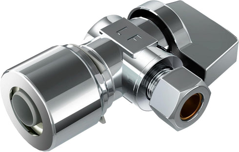PROFLO PFXQAQ32 FastFit 5/8" Push x 3/8" OD Angle Stop Quarter 1/4" Turn - Chrome...