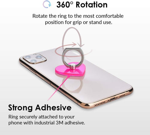 Velvet Caviar Cell Phone Ring Holder - Finger Ring & Stand - Improves Phone Grip Compatible with iPhone, Galaxy and Most Smartphones (Neon Pink He...