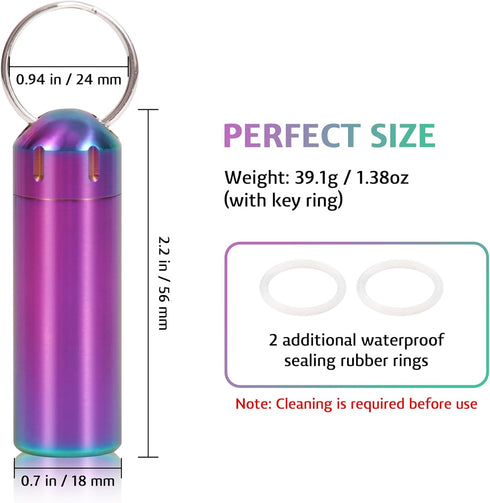 Pill Organizers, Waterproof Single Chamber Stainless Steel Travel Small Pill Box, Keychain Pill Holder Container for Purse or Pocket...