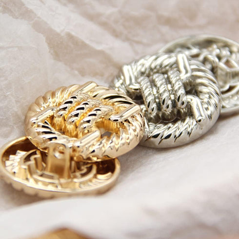 5 PCS Fashion Knotted Rope Metal Sweater Buttons for Clothes Decorative Women Coat Buttons Sewing Accessories (Silver, 25mm)...