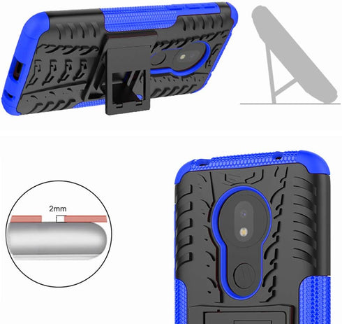 Phone Case for Moto G7 Play/MotoG7 Optimo XT1952DL/Tmobile Revvlry with Tempered Glass Screen Protector Cover Stand Hard Rugged Hybrid Cell Access...