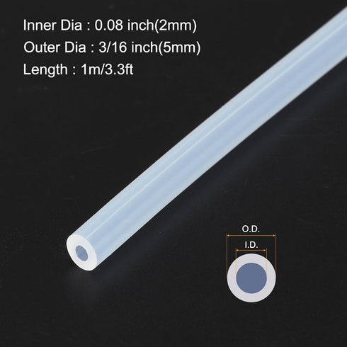 1m(3.3ft) 2mm(0.08") ID x 5mm(3/16") OD Silicone Tubing Clear Industrial Plastic Tubing Pure Silicone Hoses for Pump Siphoning Draining Irrigation...
