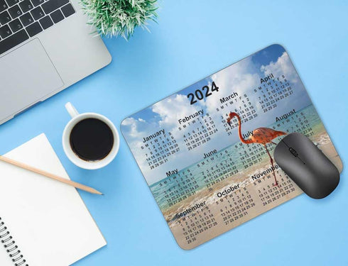 2024 Flamingo Calendar Mouse pad, Natural Rubber Mouse Pad, Quality Creative Gaming Mouse Pad Rectangle Mouse Personalized Desk Mouse Pad 9.5 inch...