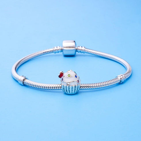 Sterling Silver Birthday Charm Cake Charm Birthstone Charm Birthday Gifts Fit Women Bracelets...