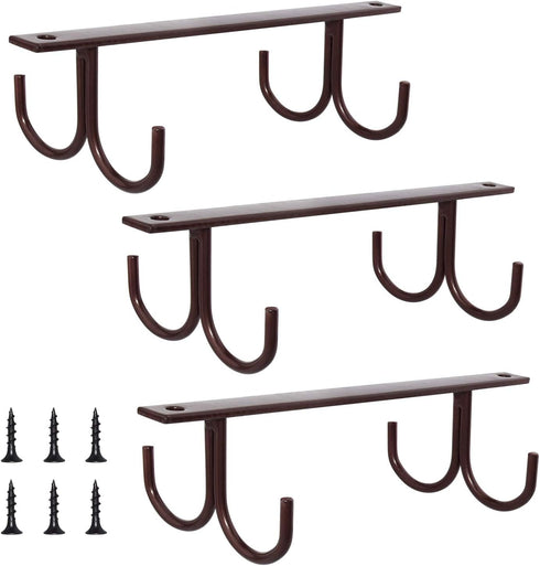 Mocoum Under Cabinet Mug Rack, Rustic Mug Organizer Rack Cup Holder Under Shelf 12 Hanging Hooks Rack for Mugs, Coffee Cups and Kitchen Utensils D...
