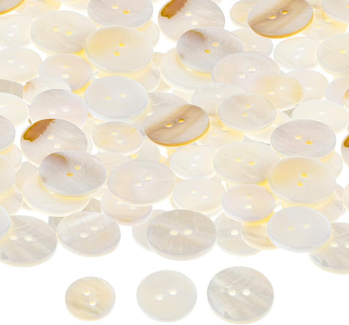 30 Pcs Mother of Pearl Buttons 15mm/18mm/20mm White Genuine Mother of Pearl Buttons Set 2 Holes Bulk Natural Mop Pearl Shell Buttons for Shirt Swe...