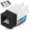 Everest Media Solutions 45° Angled CAT6 Keystone Jack in Black - Slim Profile RJ45 Ethernet Connector - Compatible with 45° Angled Speed Terminati...