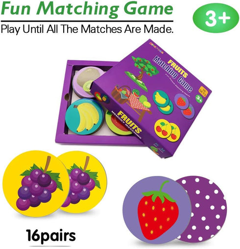 KiDEPOCH Memory Game with 16 Matching Pairs Featuring Fruit Element Non Toxic Preschool Educational Matching Game for Kids Toddlers 3 Year Old and...