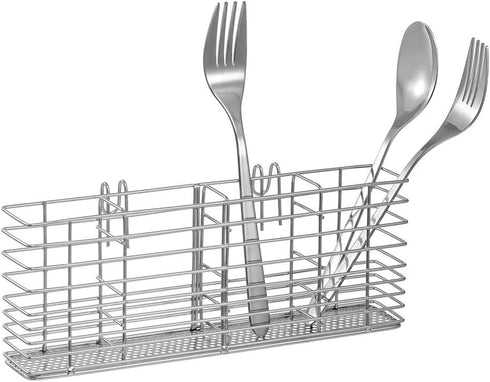 SANNO Utensil Silverware Holder Organizer Hanging Cutlery Organizer Spoon Drying Rack Basket Holder, 4 Divided Compartments Silverware Organizer, ...