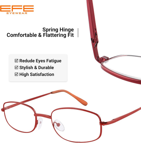 EFE Metal Frame Reading Glasses Readers for Men Women 2.5 Wire Lightweight Spring Hinge Eyeglasses 4 Pack (Mixcolor, 2.5)...