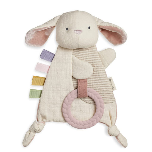 Itzy Ritzy - Bitzy Crinkle Sensory Toy Bunny with Crinkle Sound for Babies & Toddlers - Features Soft Braided Teething Ring & Textured Ribbons, De...