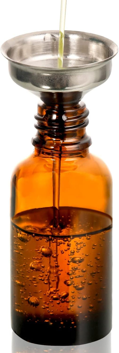 24 Pcs, 2 oz Dark Amber Dropper Bottles with 6 Small Funnels & 1 Long Glass Labels - 60ml Tincture Bottles w/ Eye Dropper for Essential Oils, Perf...