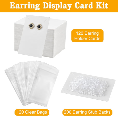 Coopay 120 Pieces Earring Necklace Display Cards Jewelry Holder Cards with 200 Earring Backs and 120 Self-Sealing Bags for Ear Pendants Necklaces ...