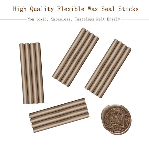 Wax Seal Sticks, ANBOSE 16 Pieces Glue Gun Sealing Wax Sticks for Wax Seal Stamp, Champagne Gold Wax Seal Stick for 0.44 Inch Glue Gun, for Weddin...