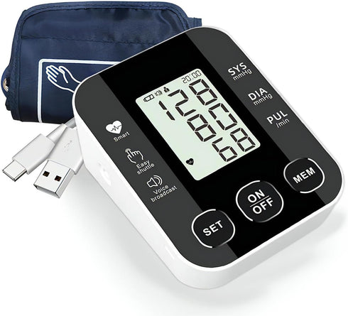 Upper Arm Blood Pressure Monitor Premium Blood Pressure Machine Automatic Arm BP Machine - Cuff 8.7''-12.6'', 100 Memory Sets, Voice Broadcast, Hi...