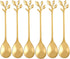 12 pcs Stainless Steel Gold Leaf Coffee Spoon Creative Tableware Dessert Spoons,Tea Sugar Spoons Spoon Set for Ice Cream or Cake, Tea Spoon Set (G...