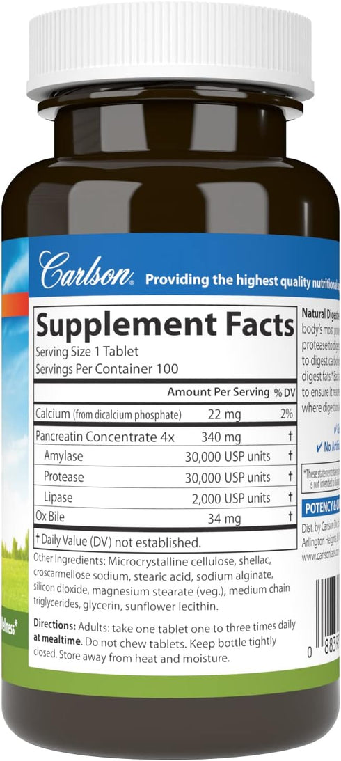 Carlson - Natural Digestive Enzymes, Digestive Aid #34 with Protease, Amylase & Lipase, Digestive Support, Nutrient Absorption & Optimal Wellness,...