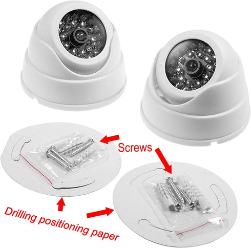 JZK 2 Dummy Fake Surveillance Security CCTV Dome Camera with LED Blinking Real Imitation for Home Security, White...