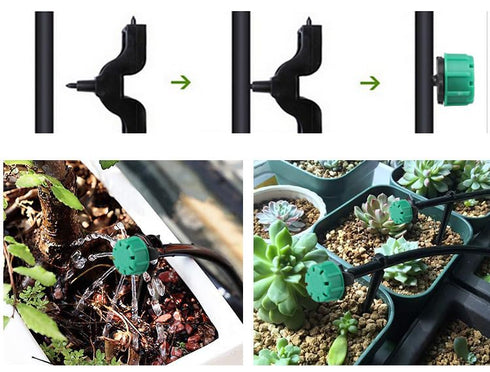 100Pcs 360 Degree Adjustable Irrigation Drippers Sprinklers, 1/4 Inch Emitters Drip for Watering System(Green)...