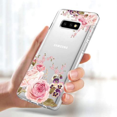 Case for Galaxy S10e 5.8 Inch, Slim Shockproof Clear Soft Flexible TPU Floral Phone Protective Case Cover for Samsung Galaxy S10e (Rose Flower)...