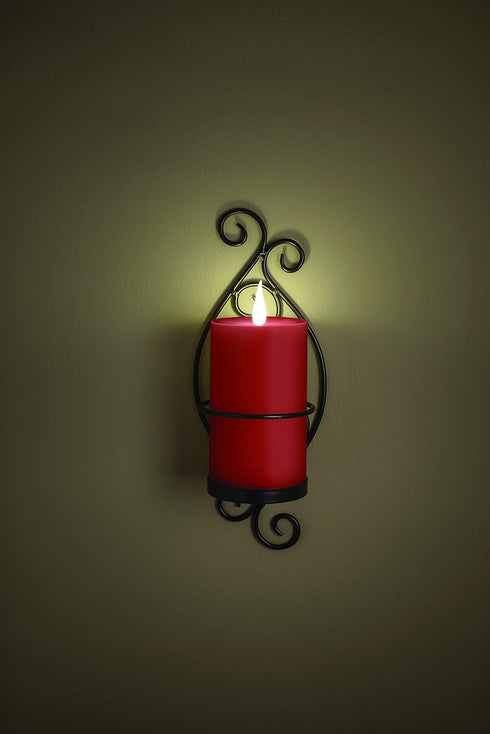 WC1686R 6 inch Flameless Battery Operated LED Wax Pillar Candle with Automatic Timer and Warm White 3D Flickering Flame, Red...