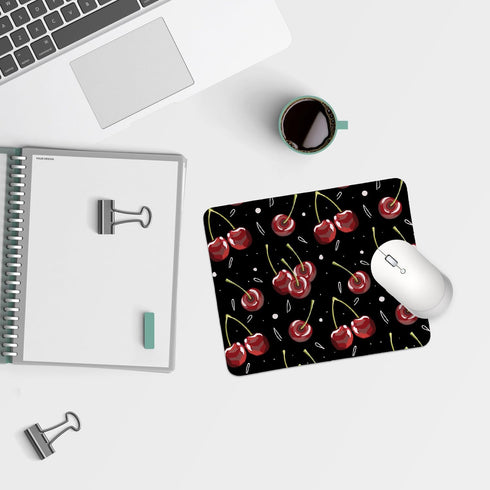 Cherry Print Black Mouse Pads,Funky Cherry Personalized Mouse Mat Design,Small Mouse pad for Desk Home Office Gaming Working,Home Decor Accessorie...