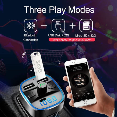 Bluetooth Adapter for Car, Wireless FM Radio Transmitter, Handsfree Call Car Charger,& Audio Receiver, MP3 Music Player,Fast Car Charger?Dual USB ...