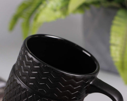 VanEnjoy 3D Cool Black Tyre Tire Shaped Frosted Ceramic Mug Large Coffee Tea Cup Unique Gifts Car Fans 14 oz(400ml)...