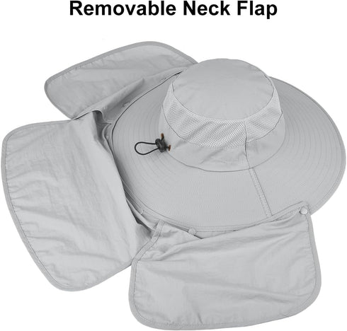2 Pack Outdoor UV Protection Wide Brim Sun Hat,UPF50+ Fishing Hat for Men & Women with Large Neck Flap...