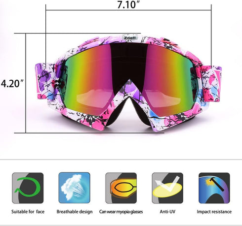 Dirt Bike Goggles, ATV Goggles motorcycle goggles, UTV MX OTG Accessories Goggle Glasses & Anti Fog Ski Goggles, Racing Skiing Dirtbike Goggles fo...