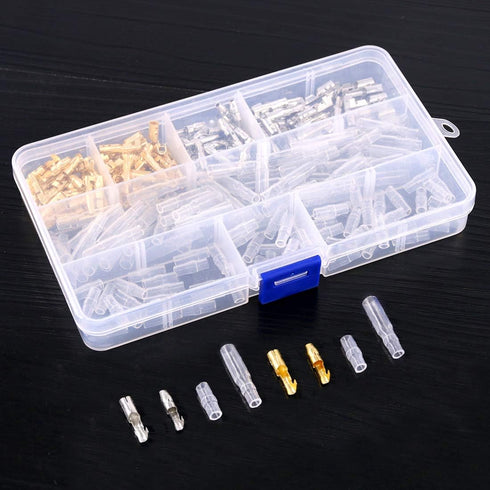 Swpeet 240Pcs Bullet Connectors Kit, 3.9mm Brass Bullet Male & Female Wire Terminals Connector with Insulation Cover for Motorcycle Scooter Car Tr...